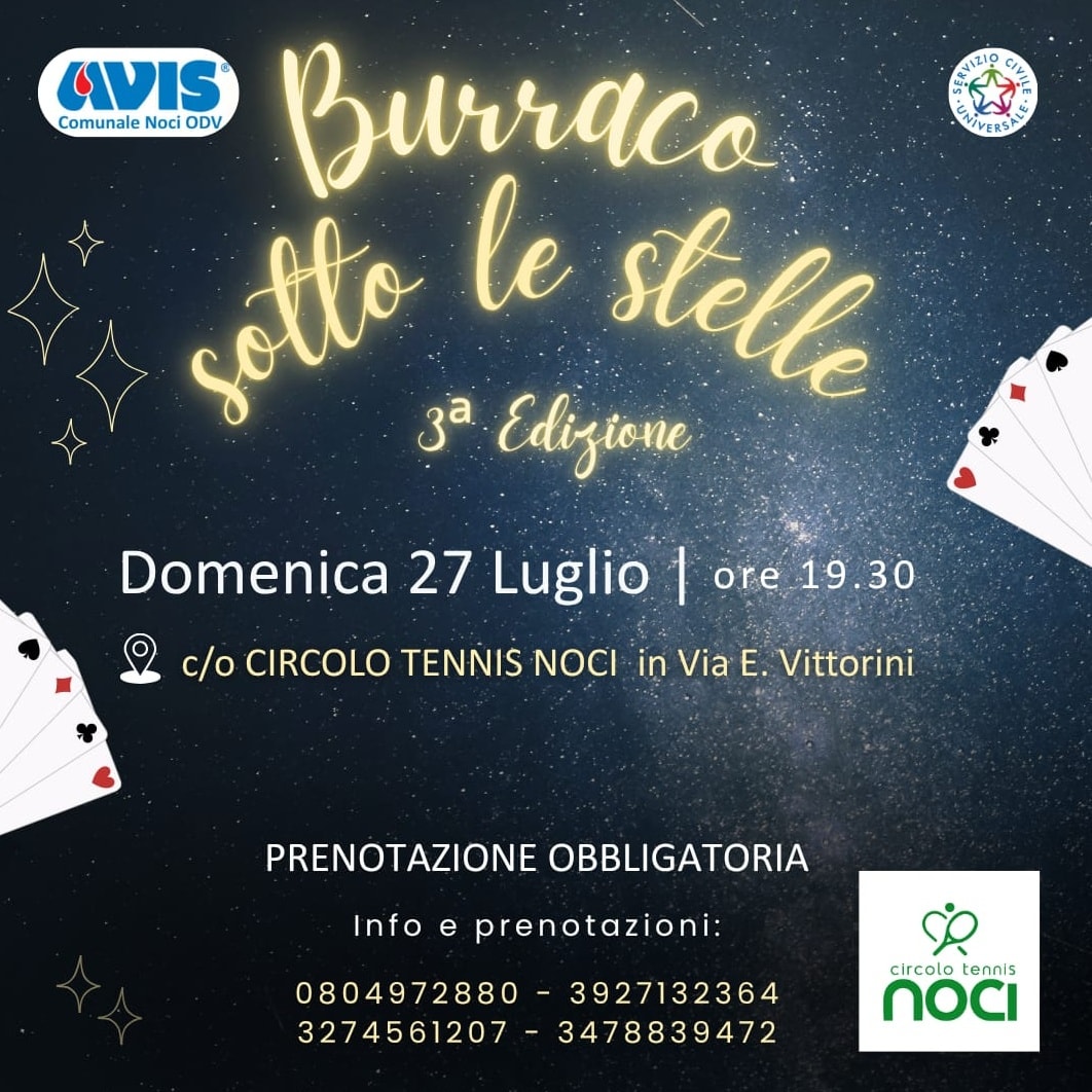 AVIS Noci – III edizione Torneo di Burraco sotto le stelle